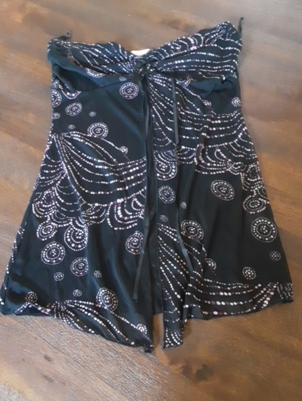 Charlotte Russe Purple Strapless Top with Pink Dot Wave Print